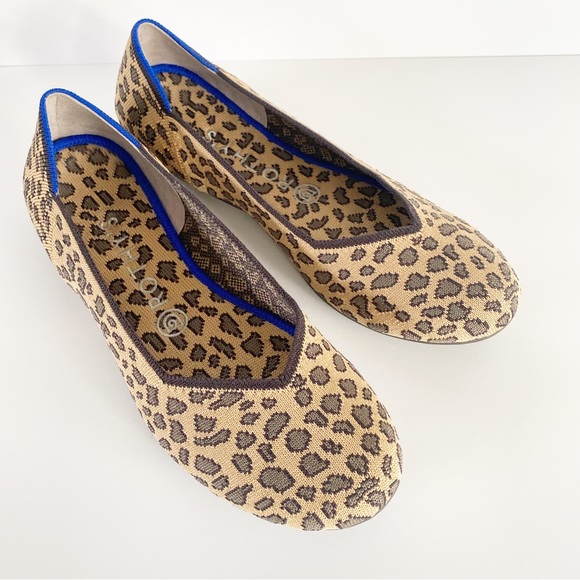 Rothy's Shoes - Rothys Spotted The Flat 8.5 Cheetah Leopard pattern Washable Flats Red Stripe